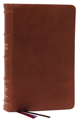 Nkjv, End-Of-Verse Reference Bible, Personal Size Large Print, Premium Goatskin Leather, Brown, Premier Collection, Red Letter, Comfort Print: Holy Bi cover