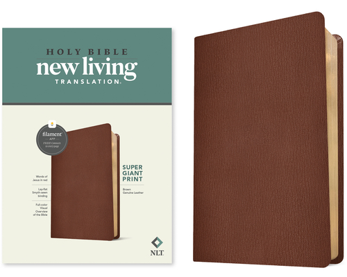 NLT Super Giant Print Bible, Filament-Enabled Edition (Genuine Leather, Brown, Red Letter) By Tyndale (Created by) Cover Image