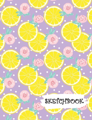 Sketchbook: Citrus Lemon & Roses Purple Background Fun Framed Drawing Paper Notebook By Sparks Sketches Cover Image