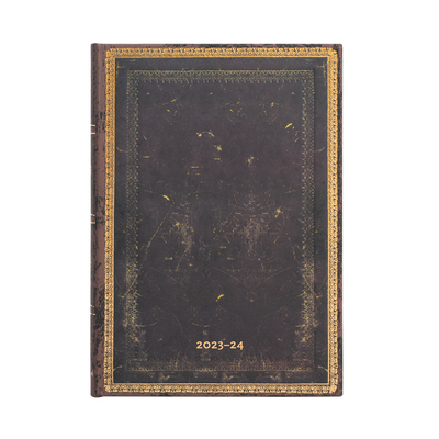 Paperblanks | 2024 Arabica | Old Leather Collection | 18-Month | Midi | Horiztonal | Elastic Band Closure | 208 Pg | 80 GSM