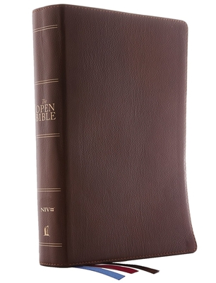 The Niv, Open Bible, Genuine Leather, Brown, Red Letter Edition, Comfort Print: Complete Reference System Cover Image