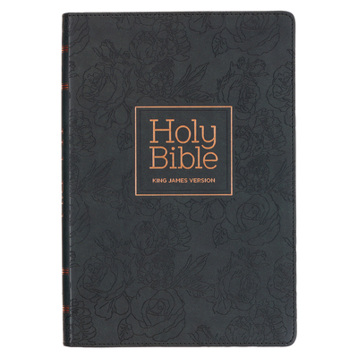 KJV Holy Bible, Thinline Large Print Faux Leather Red Letter Edition - Thumb Index & Ribbon Marker, King James Version, Black, Zipper Closure Cover Image
