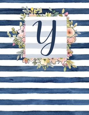 Y: Letter Y Monogram Initial Notebook - 8.5" x 11" - 100 pages, Dot Bullet Grid Pages- Watercolor Floral Notebook