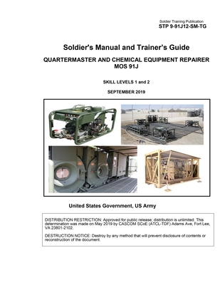 Soldier Training Publication STP 9-91J12-SM-TG Soldier's Manual and Trainer's Guide Quartermaster and Chemical Equipment Repairer MOS 91J Skill Levels Cover Image