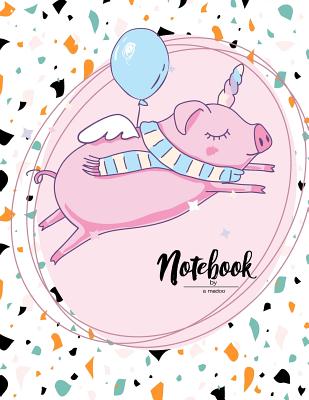 Notebook: Fly with Cute Pig Cover and Dot Graph Line Sketch Pages, Extra Large (8.5 X 11) Inches, 110 Pages, White Paper, Sketch By A. Madoo Cover Image