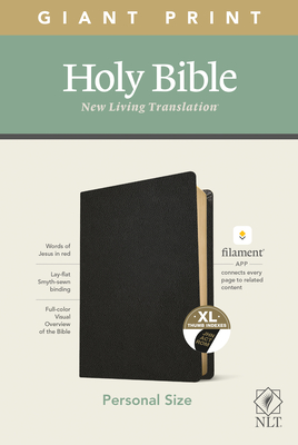 NLT Personal Size Giant Print Bible, Filament Enabled Edition (Red Letter, Genuine Leather, Black, Indexed) Cover Image