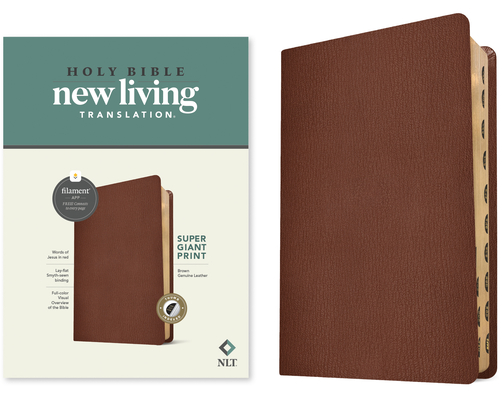 NLT Super Giant Print Bible, Filament-Enabled Edition (Genuine Leather, Brown, Indexed, Red Letter) Cover Image