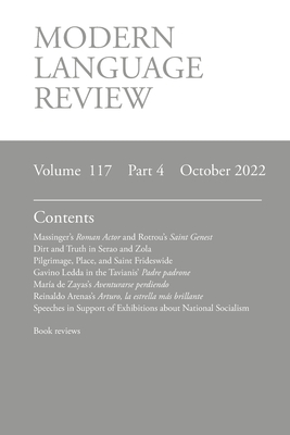 Modern Language Review (117: 4) October 2022 By Lucy O'Meara (Editor) Cover Image