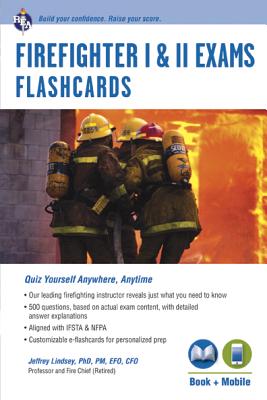 Cover for Firefighter I & II Exams Flashcard Book (Book + Online) (Firefighter Exam Test Preparation)