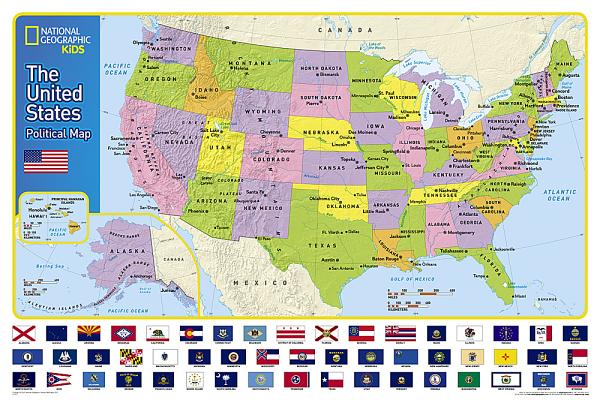 National Geographic: The United States for Kids Wall Map - Laminated (24 X 36 Inches) Cover Image
