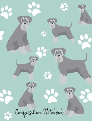 Composition Book: Schnauzer Paw Prints Cute School Notebook 100 Pages Wide Ruled Paper Cover Image
