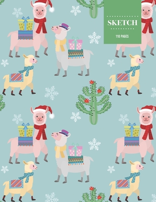 Sketch 110 Pages: Christmas Llama with Tree Sketchbook for Kids, Teen and College Students - Succulent Llama Pattern By Sketch Notebook Hinterland Cover Image