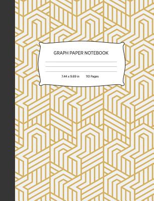 Graph Paper Notebook: Grid Paper Notebook, Quad Ruled, Graphing Paper Book, Gold Geometric Lines By Nova Press Cover Image