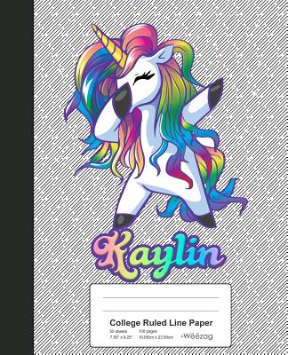 College Ruled Line Paper: KAYLIN Unicorn Rainbow Notebook Cover Image