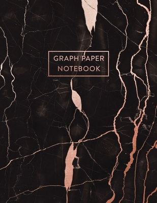Graph Paper Notebook: Italian Black and Rose Gold Marble - 8.5 x 11 - 5 x 5 Squares per inch - 100 Quad Ruled Pages - Cute Graph Paper Compo By Paperlush Press Cover Image
