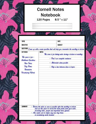 Cornell Notes Notebook: Note Taking System, For Students, Writers, Meetings, Lectures Large Size 8.5
