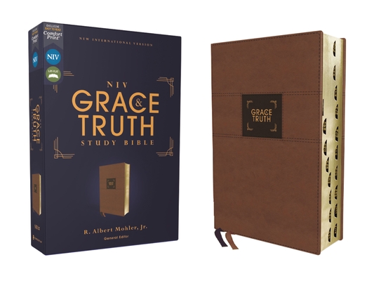 Niv, the Grace and Truth Study Bible, Leathersoft, Brown, Red Letter, Thumb Indexed, Comfort Print By R. Albert Mohler Jr (Editor), Zondervan Cover Image
