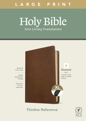 NLT Large Print Thinline Reference Bible, Filament Enabled Edition (Red Letter, Leatherlike, Rustic Brown, Indexed) By Tyndale (Created by) Cover Image