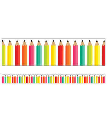 Black, White & Stylish Brights Pencils Straight Bulletin Board Borders Cover Image