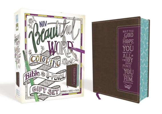 Niv, Beautiful Word Coloring Bible and 8-Pencil Gift Set, Leathersoft, Brown: Hundreds of Verses to Color By Zondervan Cover Image