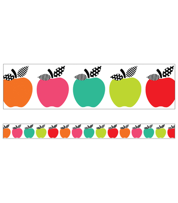 Black, White & Stylish Brights Apples Straight Bulletin Board Borders Cover Image