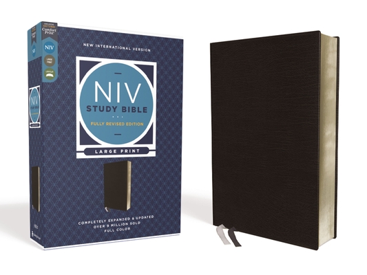 NIV Study Bible, Fully Revised Edition, Large Print, Bonded Leather, Black, Red Letter, Comfort Print Cover Image
