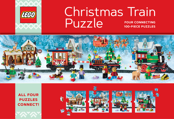 LEGO Christmas Train Puzzle: Four Connecting 100-Piece Puzzles