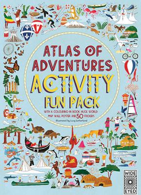 Atlas of Adventures Activity Fun Pack: with a coloring-in book, huge world map wall poster, and 50 stickers By Lucy Letherland (Illustrator) Cover Image