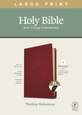 NLT Large Print Thinline Reference Bible, Filament Enabled Edition (Red Letter, Leatherlike, Berry, Indexed) Cover Image