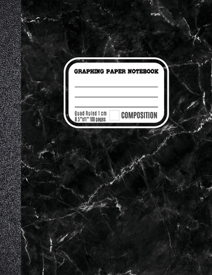 Graphing Paper Notebook 1 cm: Coordinate Paper, Squared Graphing Composition Notebook, 1 cm Squares Quad Ruled Notebook Black Marble Cover Cover Image