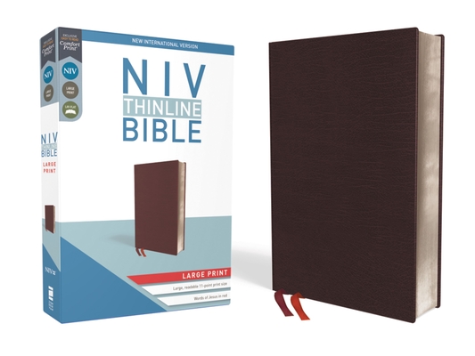 NIV, Thinline Bible, Large Print, Bonded Leather, Burgundy, Red Letter Edition Cover Image