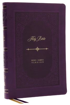 KJV Holy Bible: Giant Print Thinline Bible, Purple Leathersoft, Red Letter, Comfort Print (Thumb Indexed): King James Version (Vintage Series) Cover Image