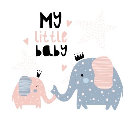 My Little Baby: Baby Shower Guest Book with Elephant Girl and Her Mom Theme, Personalized Wishes for Baby & Advice for Parents, Sign I Cover Image