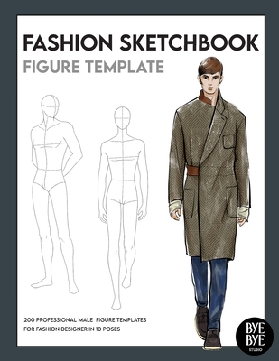 Fashion Template Of Relaxing Stand Men. 9 Head Size For Technical Drawing  With And Without Main Lines. Gentlemen Figure Front View. Vector Outline  Boy For Fashion Sketching And Illustration. Royalty Free SVG,