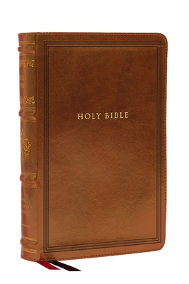 NKJV Large Print Reference Bible, Brown Leathersoft, Red Letter, Comfort Print (Sovereign Collection): Holy Bible, New King James Version Cover Image