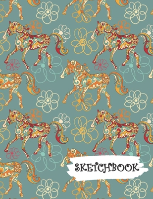 Sketchbook: Colorful Abstract Artist Horse Fun Framed Drawing Paper Notebook Cover Image