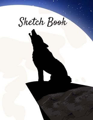 Sketch Book: A Cute Black Wolf Themed Personalized Artist Sketch Book Notebook Cover Image