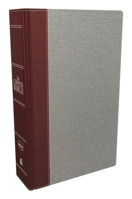 The NKJV, Open Bible, Cloth Over Board, Gray/Red, Red Letter Edition, Comfort Print: Complete Reference System Cover Image