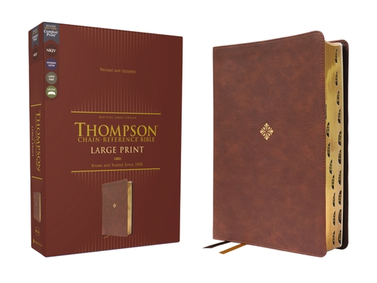 Nkjv, Thompson Chain-Reference Bible, Large Print, Leathersoft, Brown, Red Letter, Thumb Indexed, Comfort Print Cover Image