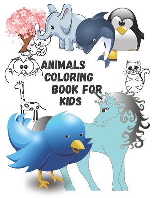 animals coloring book for kids: coloring book for kids ages 4-6 with black  lined 60 pages 6x9inshes (Paperback)