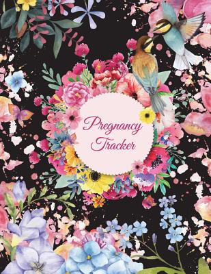 Pregnancy Tracker: Black Floral, Pregnancy Record Book Large Print 8.5" x 11" Pregnancy Memory Book With Monthly To Do Notes