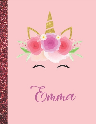 Emma: Emma Marble Size Unicorn SketchBook Personalized White Paper for Girls and Kids to Drawing and Sketching Doodle Taking Cover Image