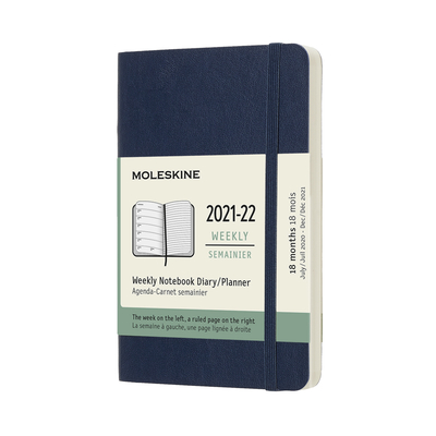 Moleskine 2021-2022 Weekly Planner, 18M, Pocket, Sapphire Blue, Soft Cover (3.5 x 5.5) Cover Image