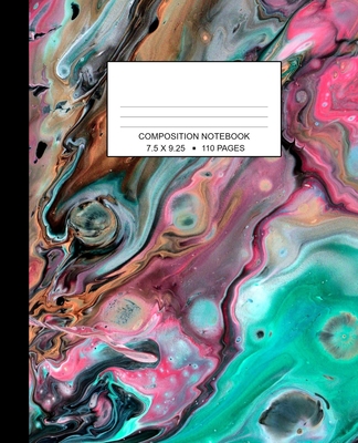 Composition Notebook: Marbled Wide Ruled One Subject Black Cover Image