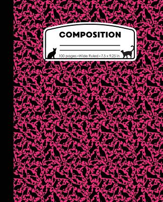Composition: Cat Pattern Pink Marble Composition Notebook Wide Ruled 7.5 x 9.25 in, 100 pages (50 sheets) book for kids, school, st Cover Image