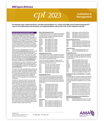 CPT 2023 Express Reference Coding Card: E/M Cover Image