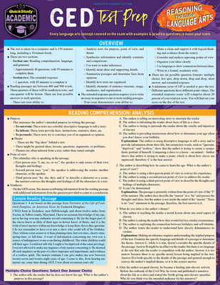 GED Test Prep - Reasoning Through Language Arts: A Quickstudy Laminated Reference Guide Cover Image
