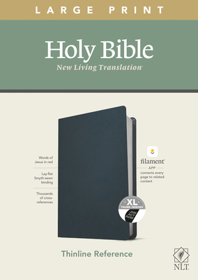 NLT Large Print Thinline Reference Bible, Filament Enabled Edition (Red Letter, Genuine Leather, Blue, Indexed) By Tyndale (Created by) Cover Image