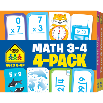 School Zone Math 3-4 Flash Cards 4-Pack By School Zone Cover Image