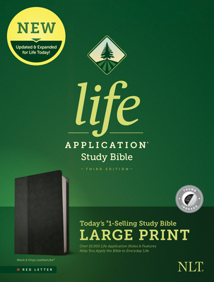 NLT Life Application Study Bible, Third Edition, Large Print (Leatherlike, Black/Onyx, Indexed) Cover Image